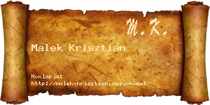 Malek Krisztián névjegykártya